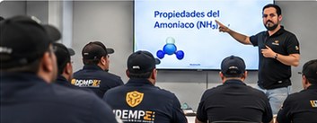Capacitación en aula sobre propiedades del amoníaco